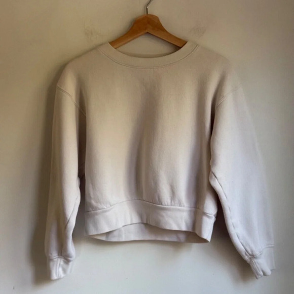 Beyond Yoga WFH Fleece Cropped Crew Women's Size Small in Vintage White - Picture 2 of 10